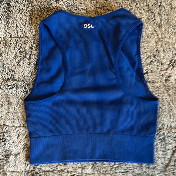 Blue Ribbed Crop Top - Picture 3 of 3